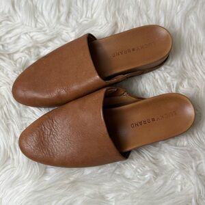 Lucky Brand Brown Leather Slip-On Mules